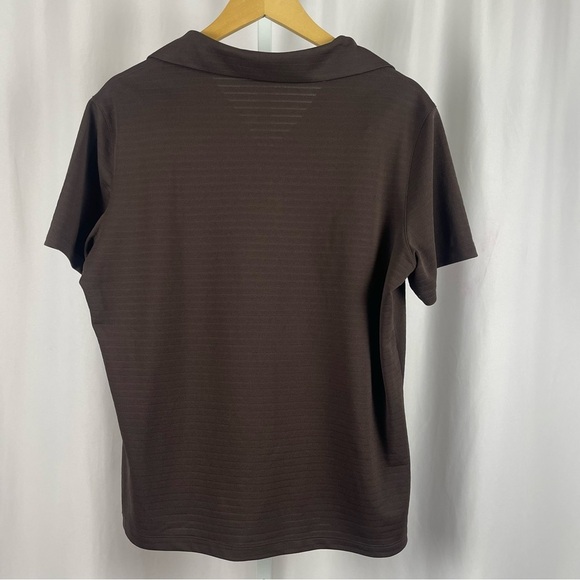 Lady Hagen XL Ribbed Collared V Neck Golf Tennis Active Shirt Chocolate Brown - Picture 6 of 6